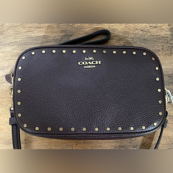 Coach Bags Coach Sadie Oxblood Leather Border Rivets Crossbody Bag